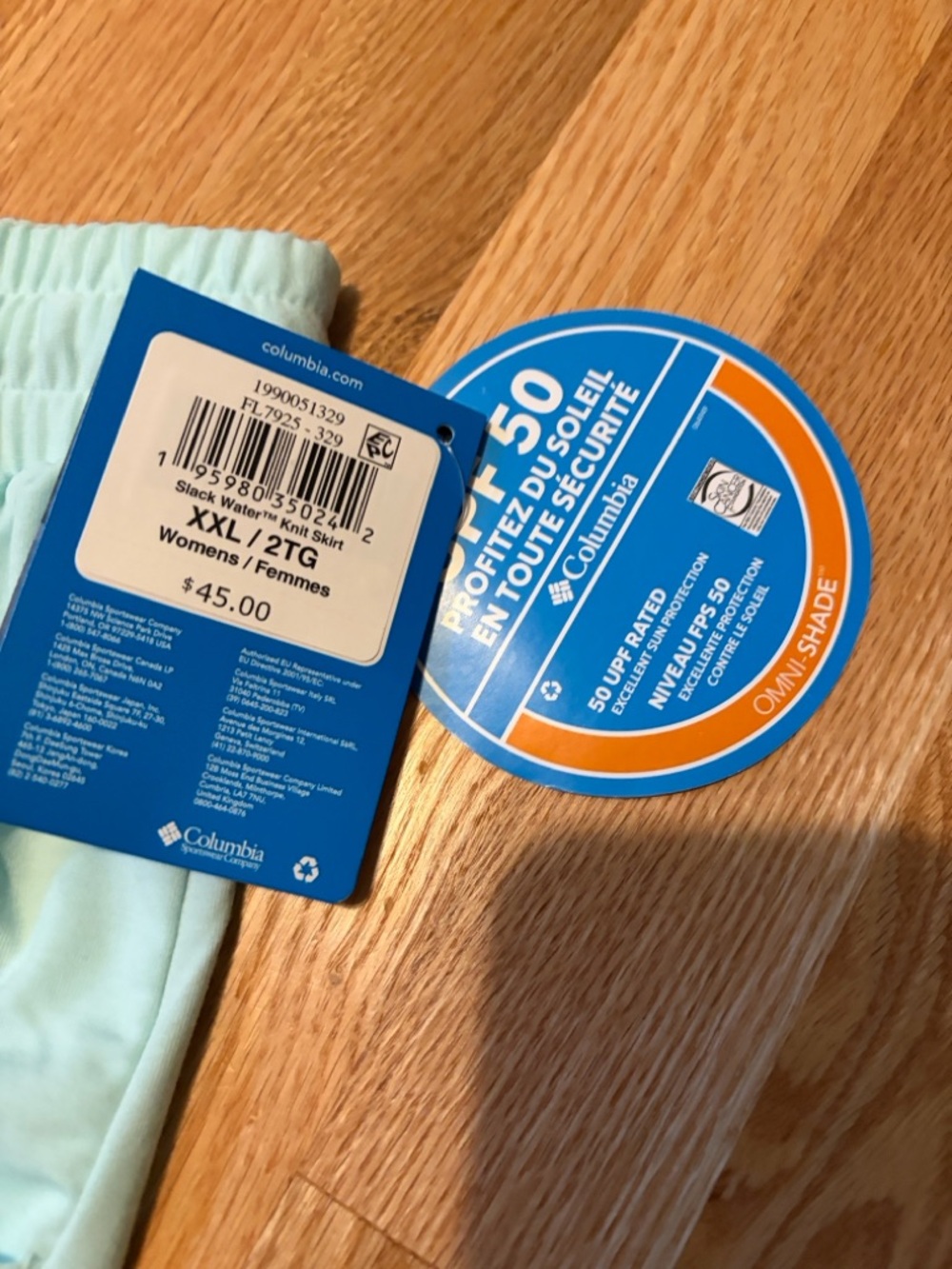 Columbia PFG UPF 50 Light Blue Skirt Omni-Wick - Picture 6 of 6